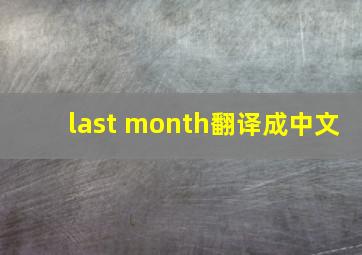 last month翻译成中文